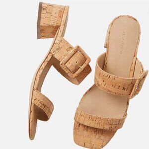 Ann Taylor Cork Buckle Two Strap Sandals, Women's Size 10